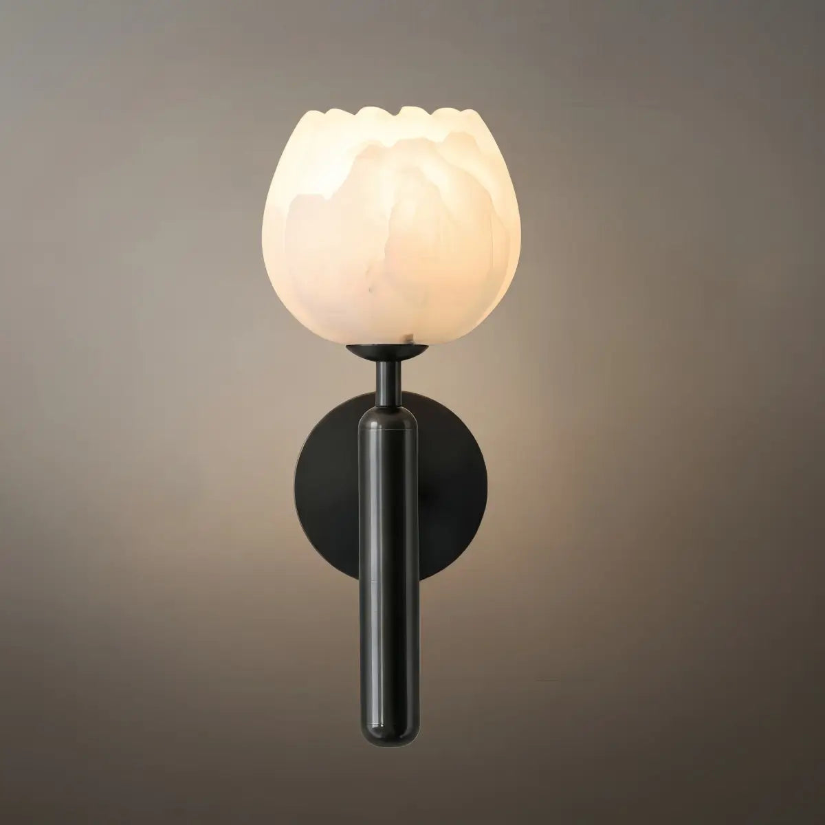 Alba Modern Wall Lamp -- Brass & Alabaster Flowers